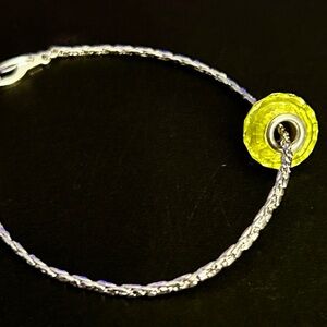 Green Goddess Chamilia Radiant Charm on bracelet . 925 Sterling